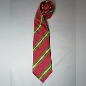 Ben Silver Pink Green Striped Neck Tie